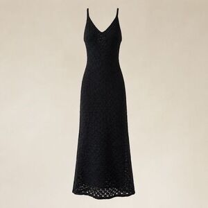 Vintage All Over Crochet Maxi Dress Womens S Black Whimsigoth Dark Romantic